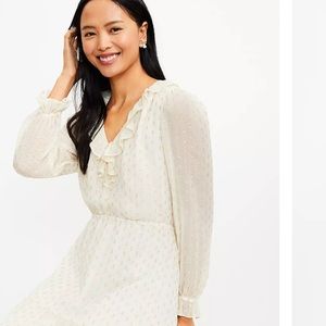 Shimmer Clip Ruffle V-Neck Dress